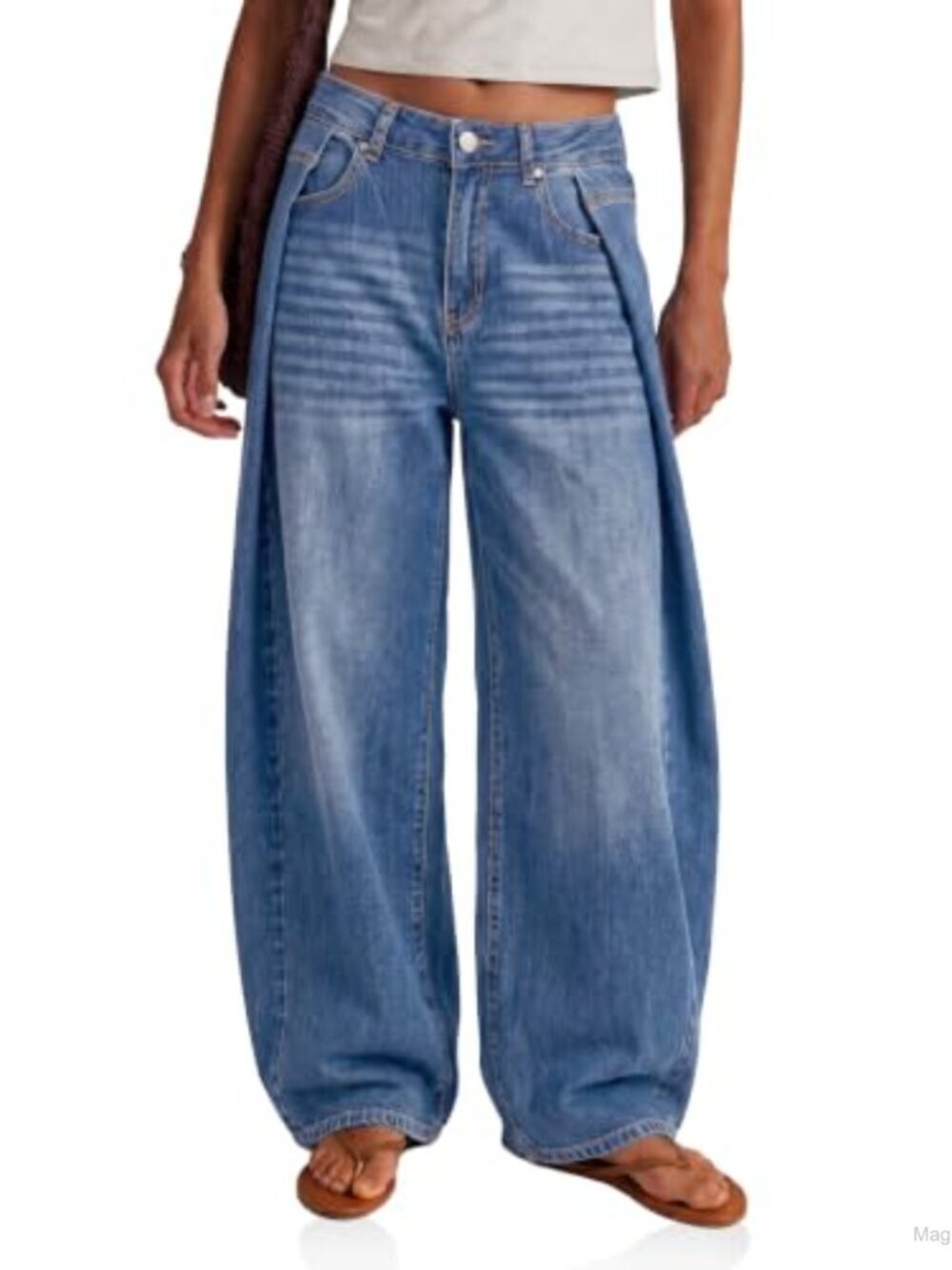Baggy Pleated Jeans High Waisted Wide Leg Y2K Denim Pants